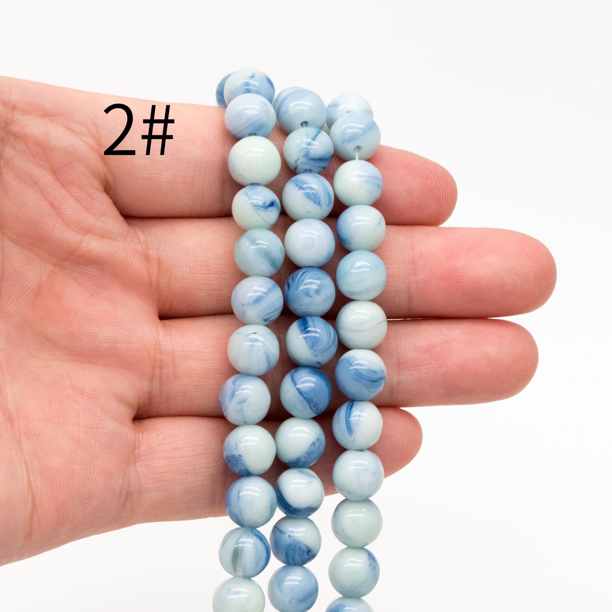 45pcs Smooth Round Glass beads 8mm, Faux Gemstone Beads, Imitation Natural Stone (GM-050)